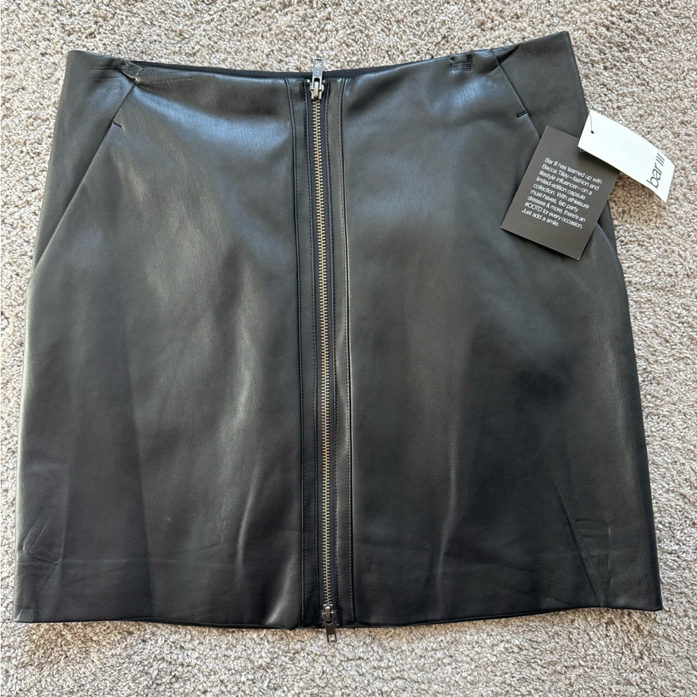 Bar III Black Faux Leather Mini Skirt